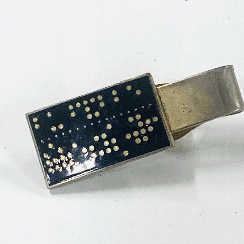 Vintage Robbins Co Tie Clip Computer Punch Card Data IBM Mid Century Attleboro